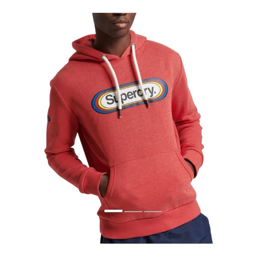 Superdry Vintage Core Logo Seasonal Hoodie Red Size M Retro Graphic Pullover